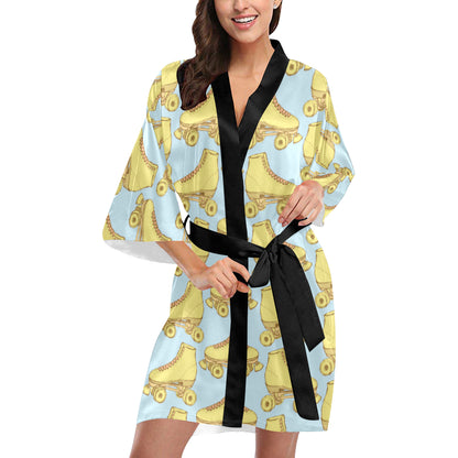 Roller skate Pattern Print Design A03 Women's Short Kimono