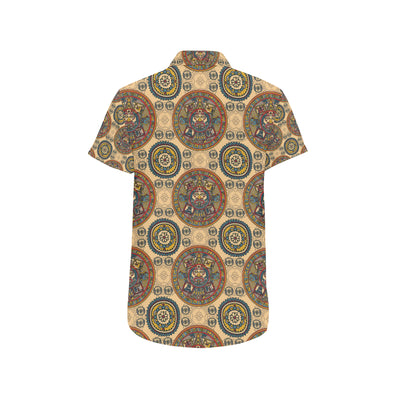 Calendar Aztec Pattern Print Design 02 Men's Short Sleeve Button Up Shirt