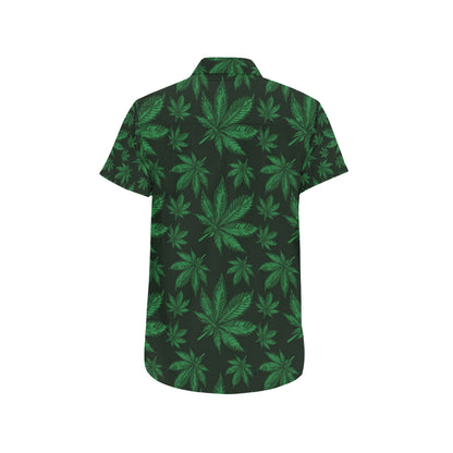 Pot Leaf Pattern Print Design A04 Men's Short Sleeve Button Up Shirt