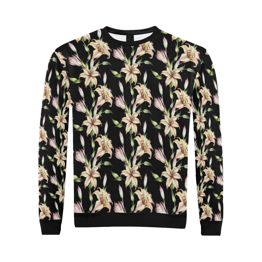 Lily Pattern Print Design LY05 Men Long Sleeve Sweatshirt