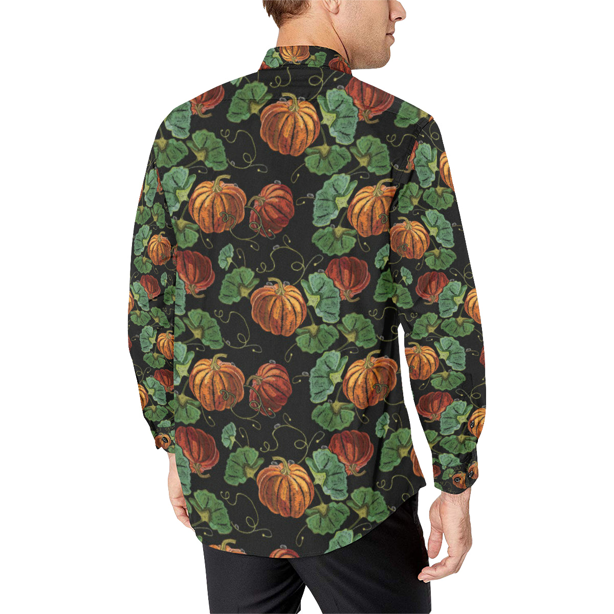 Pumpkin Pattern Print Design A02 Men's Long Sleeve Shirt