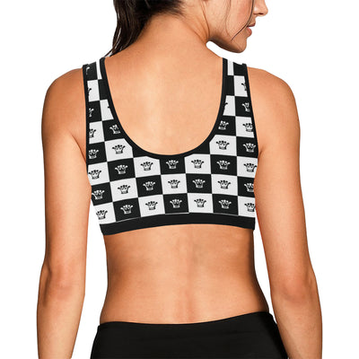 Checkered Flag Crown Pattern Sports Bra