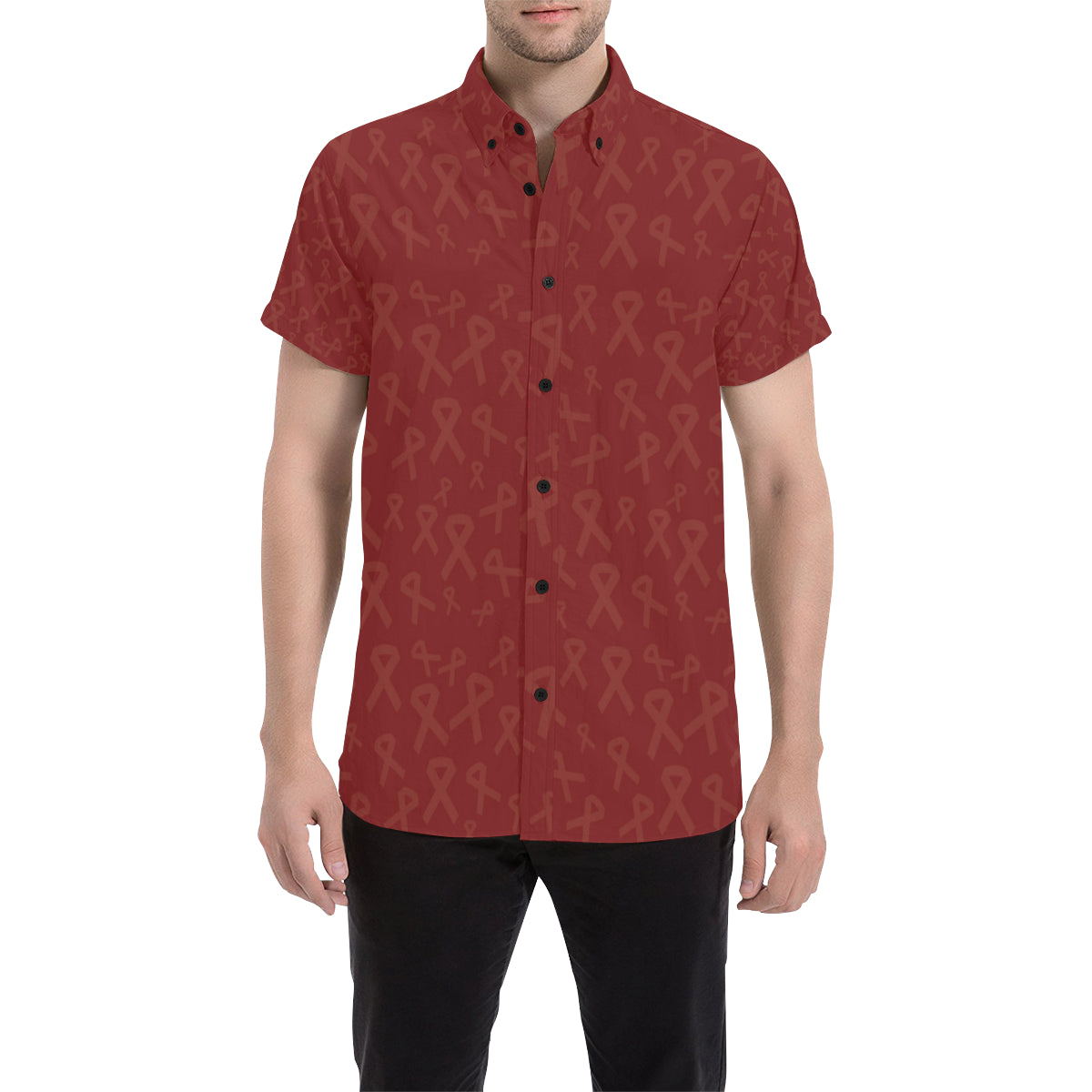 Multiple myeloma Pattern Print Design A02 Men's Short Sleeve Button Up Shirt