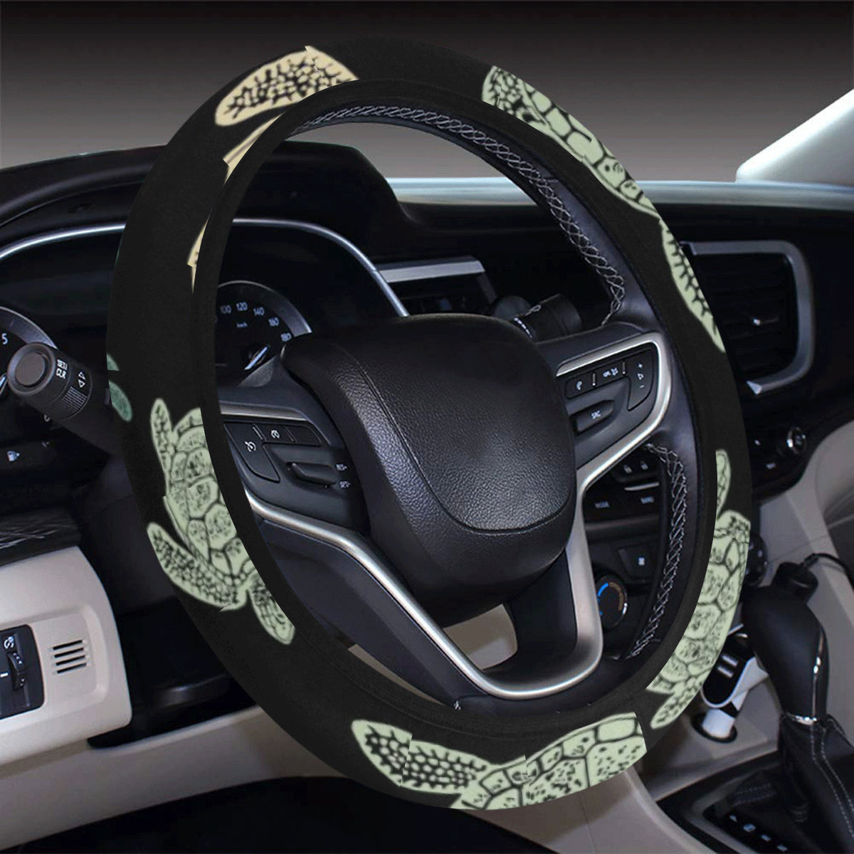 Sea Turtle Stamp Pattern Steering Wheel Cover with Elastic Edge