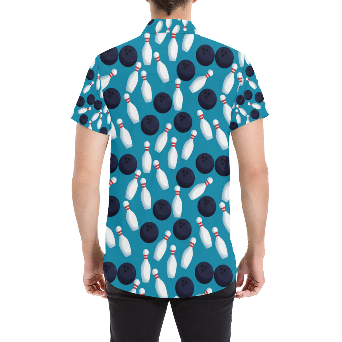 Bowling Pin Pattern Print Design 010 Men's Short Sleeve Button Up Shirt