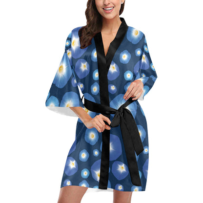 Morning Glory Pattern Print Design 02 Women's Short Kimono
