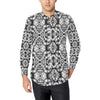 Tie Dye Black White Design Print Men's Long Sleeve Shirt