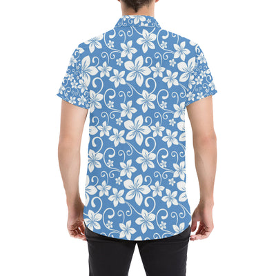 Hibiscus Pattern Print Design HB09 Men's Short Sleeve Button Up Shirt