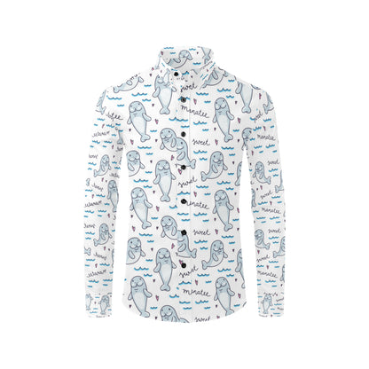 Manatee Baby Pattern Print Design 03 Men's Long Sleeve Shirt