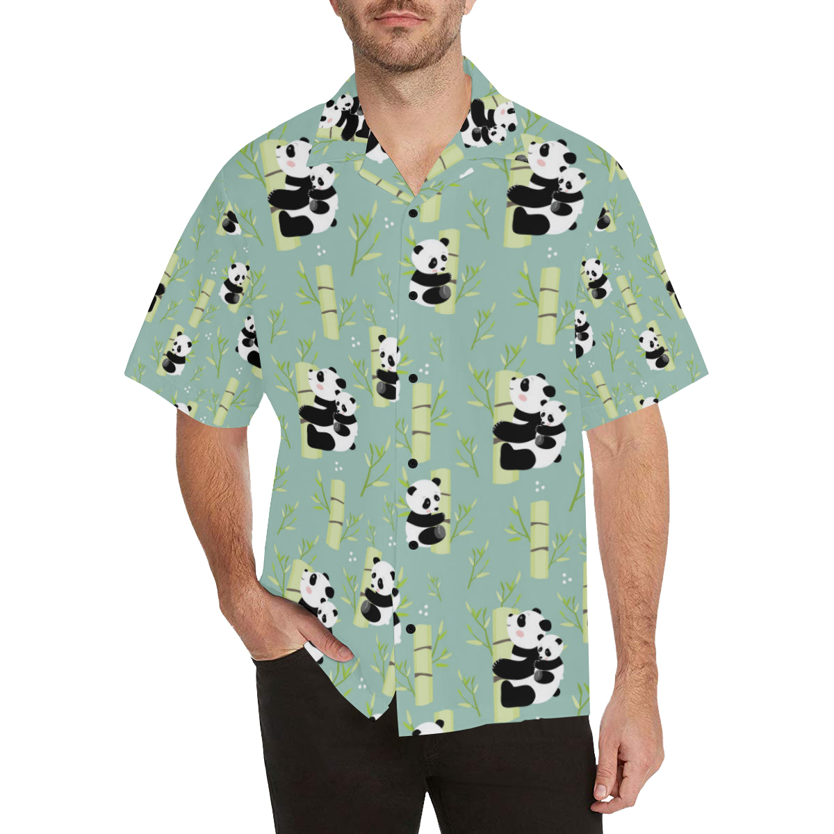 Panda Pattern Print Design A03 Men's Hawaiian Shirt