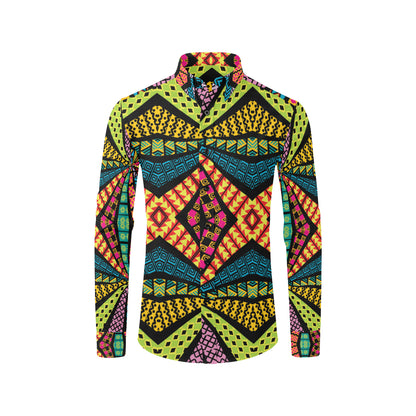 Kaleidoscope Pattern Print Design 05 Men's Long Sleeve Shirt