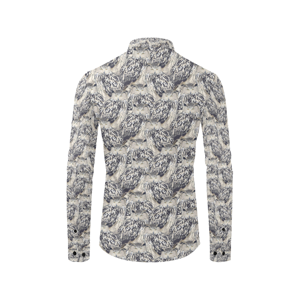 Owl Realistic Themed Design Print Men's Long Sleeve Shirt