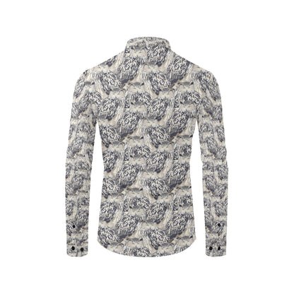 Owl Realistic Themed Design Print Men's Long Sleeve Shirt