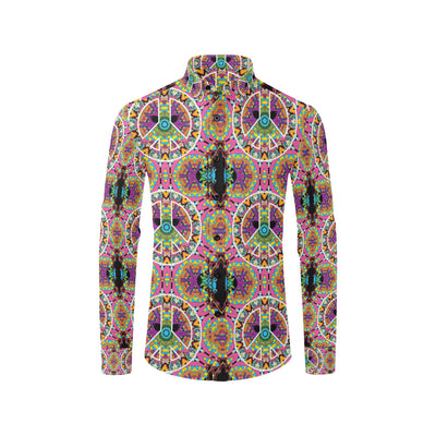 Peace Sign Pattern Print Design A03 Men's Long Sleeve Shirt