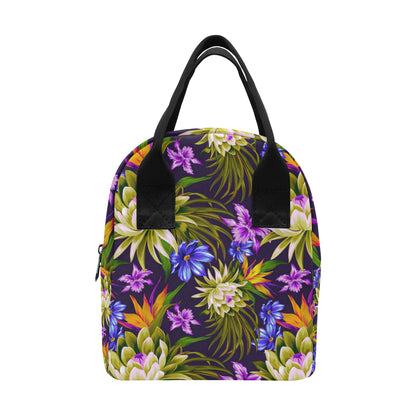Water Lily Pattern Print Design WL08 Insulated Lunch Bag