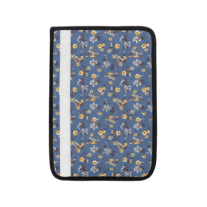Hawaiian Flower Blue Print Car Seat Belt Cover