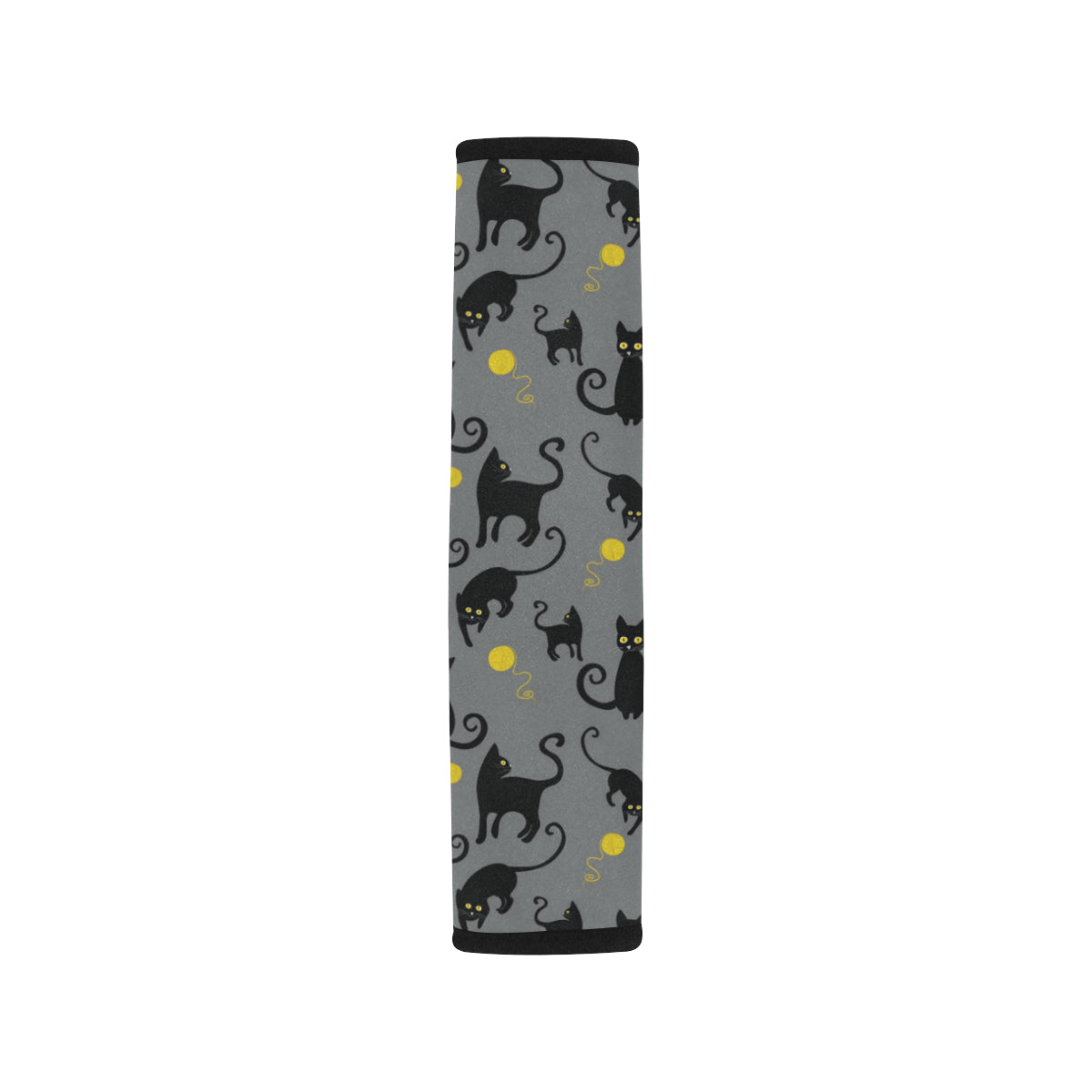 Black Cat Yellow Yarn Print Pattern Car Seat Belt Cover