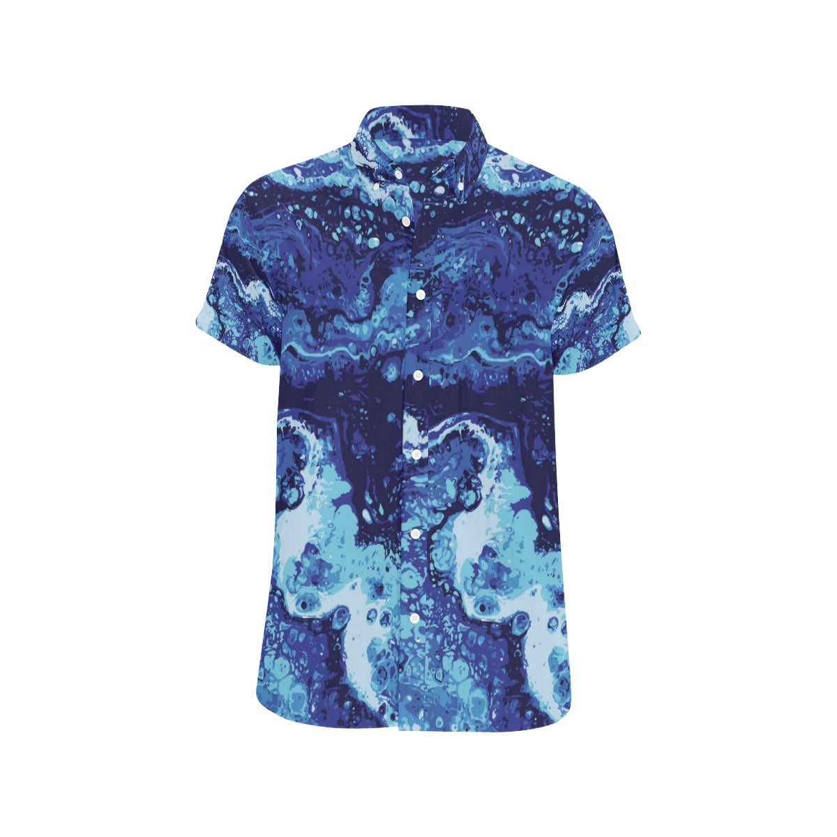 Ocean Liquid Pattern Print Design A03 Men's Short Sleeve Button Up Shirt