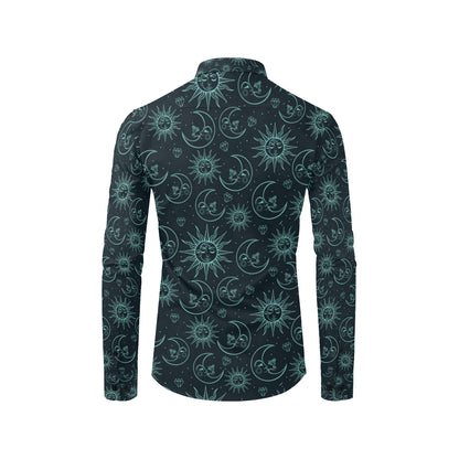 Sun Moon Magic Design Themed Print Men's Long Sleeve Shirt