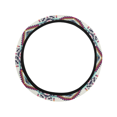 Indian Navajo Art Themed Design Print Steering Wheel Cover with Elastic Edge