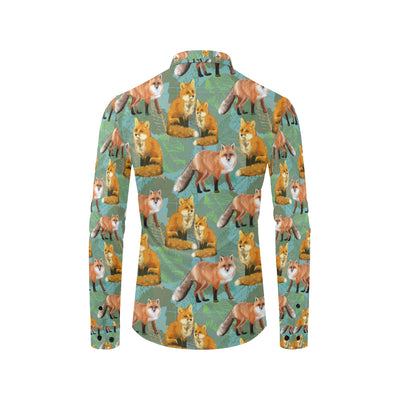 Fox Autumn leaves Themed Men's Long Sleeve Shirt