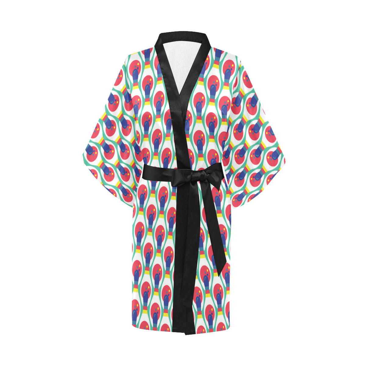 Bowling Pattern Print Design 05 Women's Short Kimono