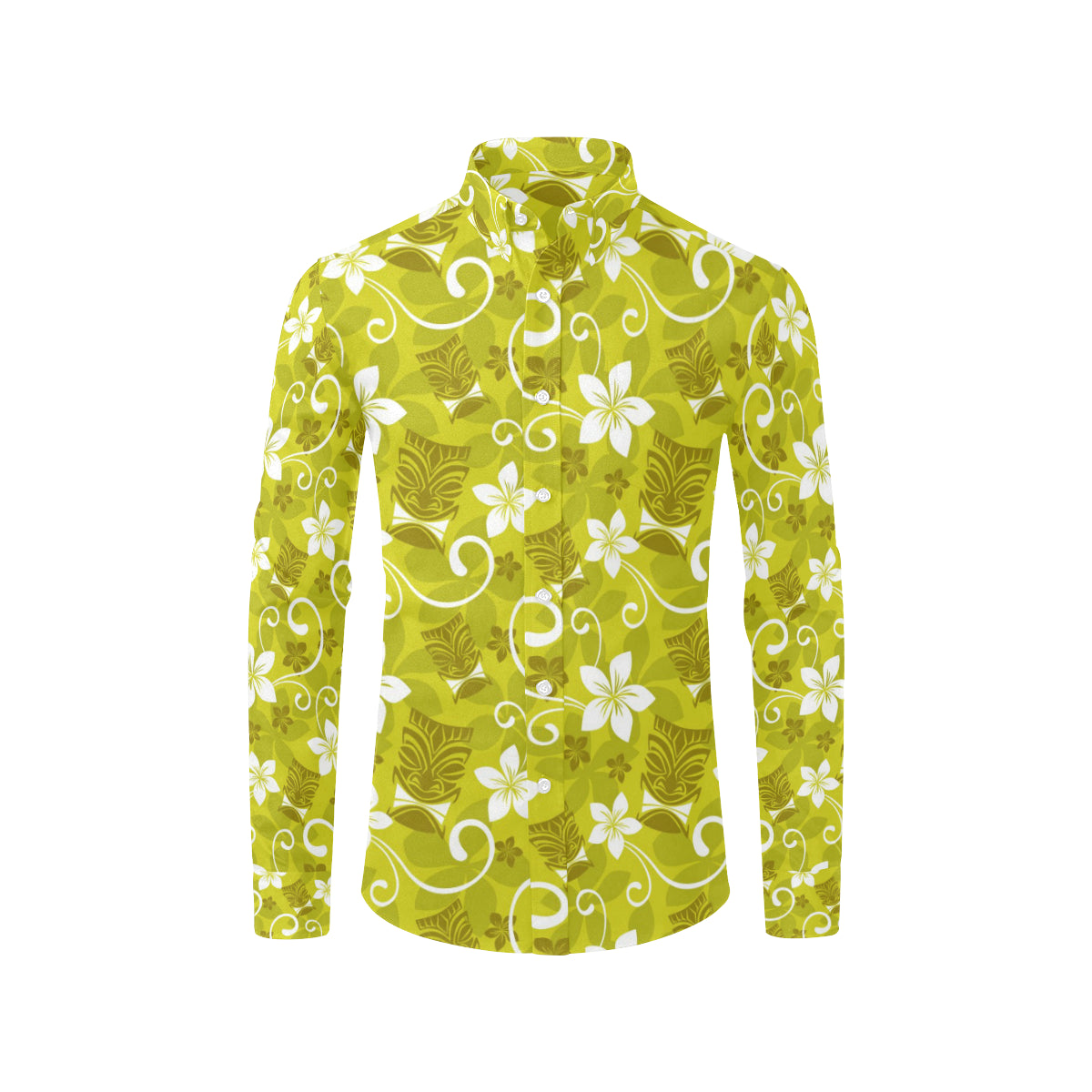 Hawaiian Themed Pattern Print Design H019 Men's Long Sleeve Shirt