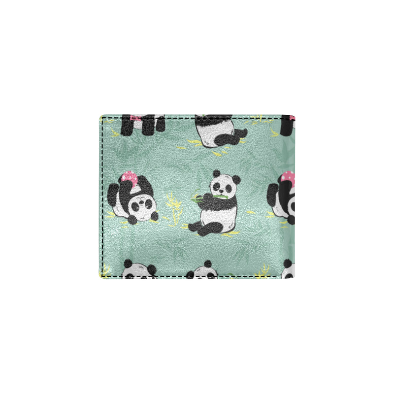 Panda Pattern Print Design A05 Men's ID Card Wallet