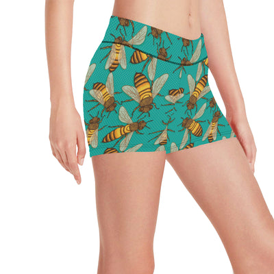 Bee Pattern Print Design BEE04 Yoga Shorts