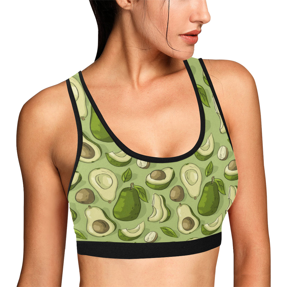 Avocado Pattern Print Design AC03 Sports Bra