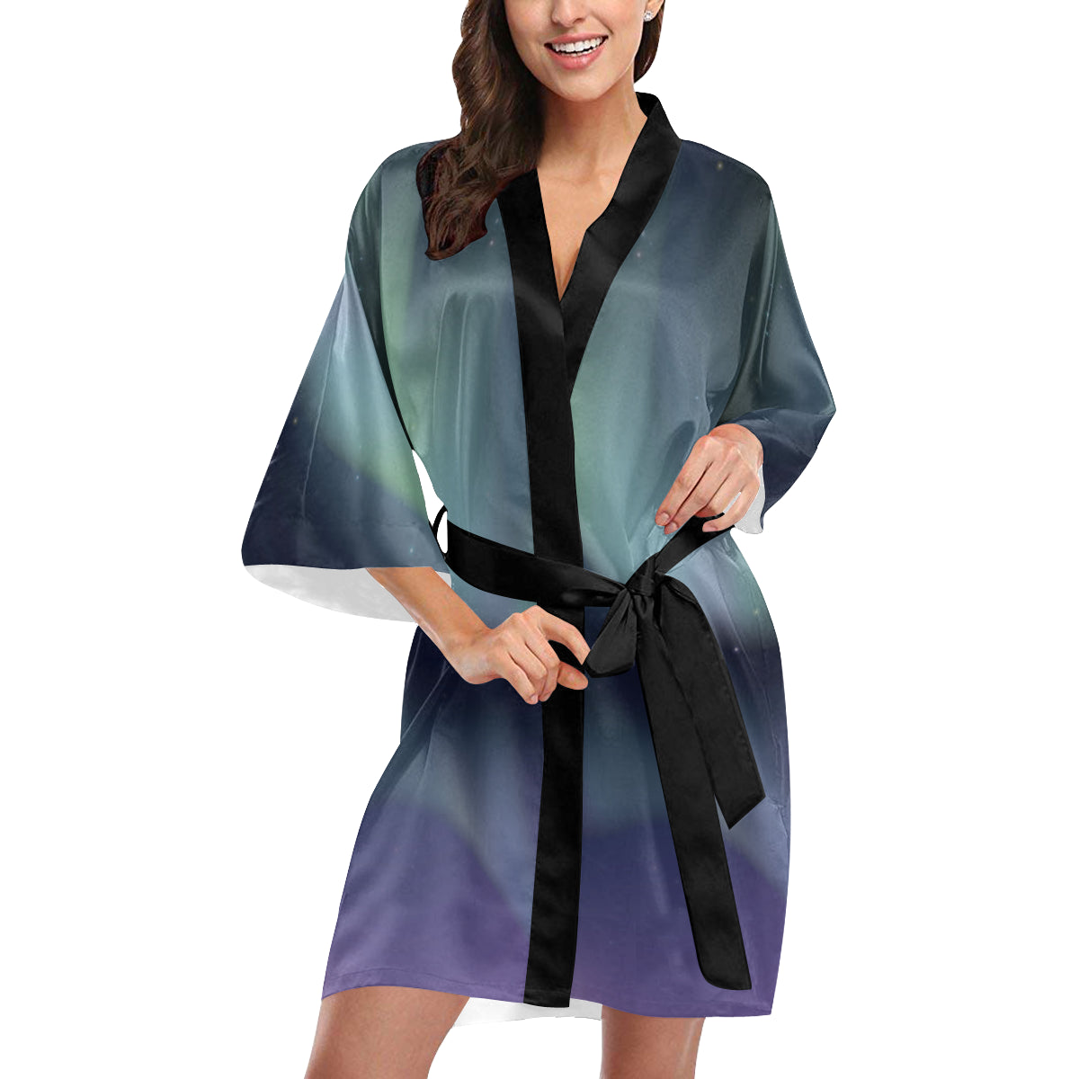 Aurora Borealis Pattern Print Design 01 Women's Short Kimono