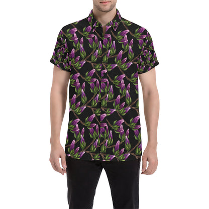 Magnolia Pattern Print Design MAG010 Men's Short Sleeve Button Up Shirt
