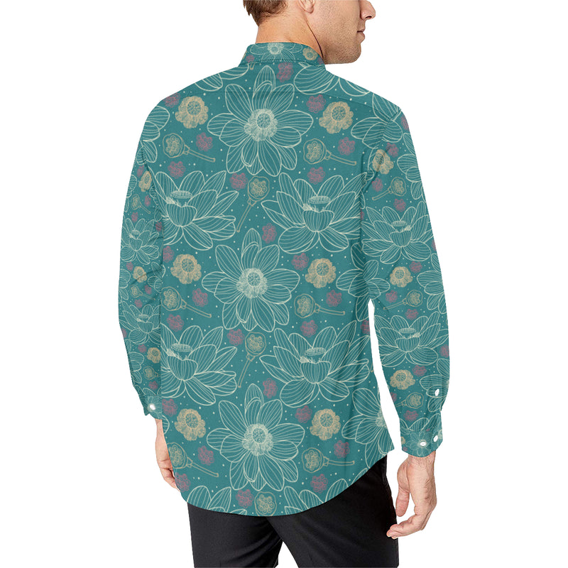 Lotus Pattern Print Design 01 Men's Long Sleeve Shirt