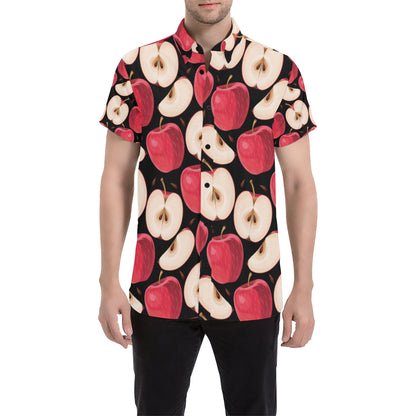 Apple Pattern Print Design AP02 Men's Short Sleeve Button Up Shirt