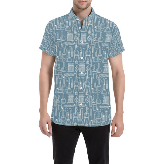 Chemical Pattern Print Design 05 Men's Short Sleeve Button Up Shirt