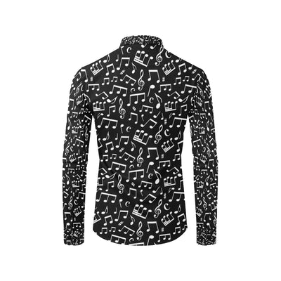 Music Note Black white Themed Print Men's Long Sleeve Shirt