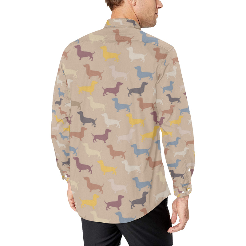 Dachshund Pattern Print Design 03 Men's Long Sleeve Shirt