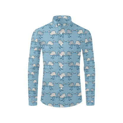 Emu Pattern Print Design 01 Men's Long Sleeve Shirt