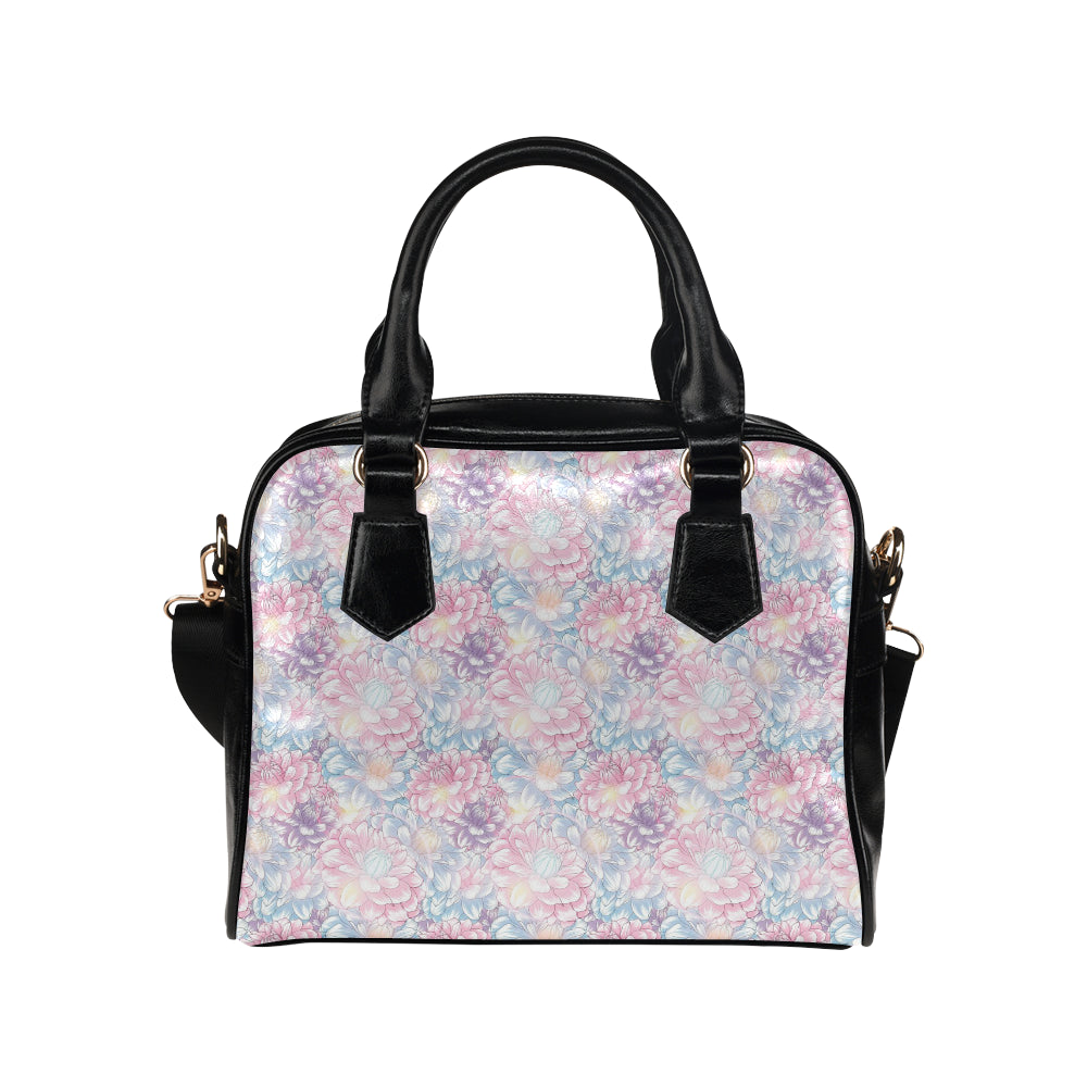 Dahlia Pattern Print Design 01 Shoulder Handbag