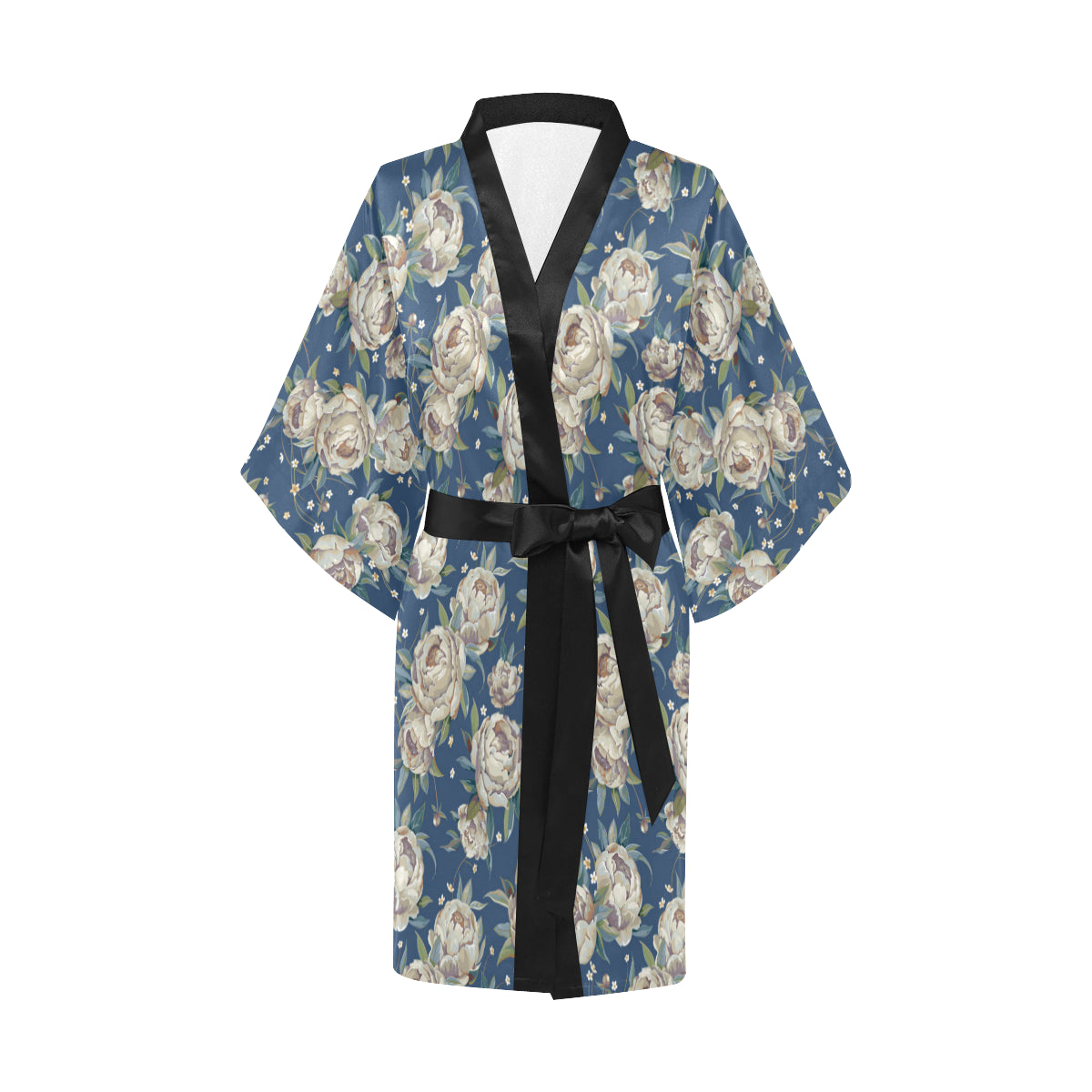 Peony Pattern Print Design A03 Women's Short Kimono