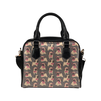 Pug Pattern Print Design A05 Shoulder Handbag