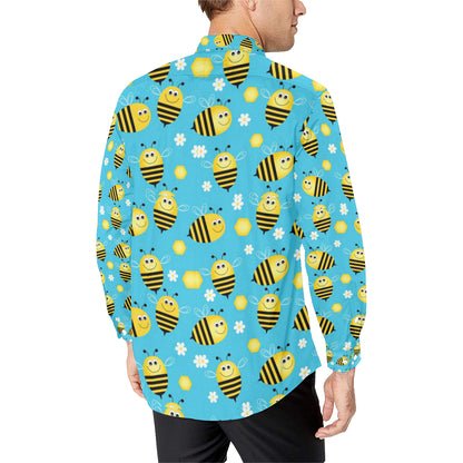 Bee Pattern Print Design BEE06 Men's Long Sleeve Shirt