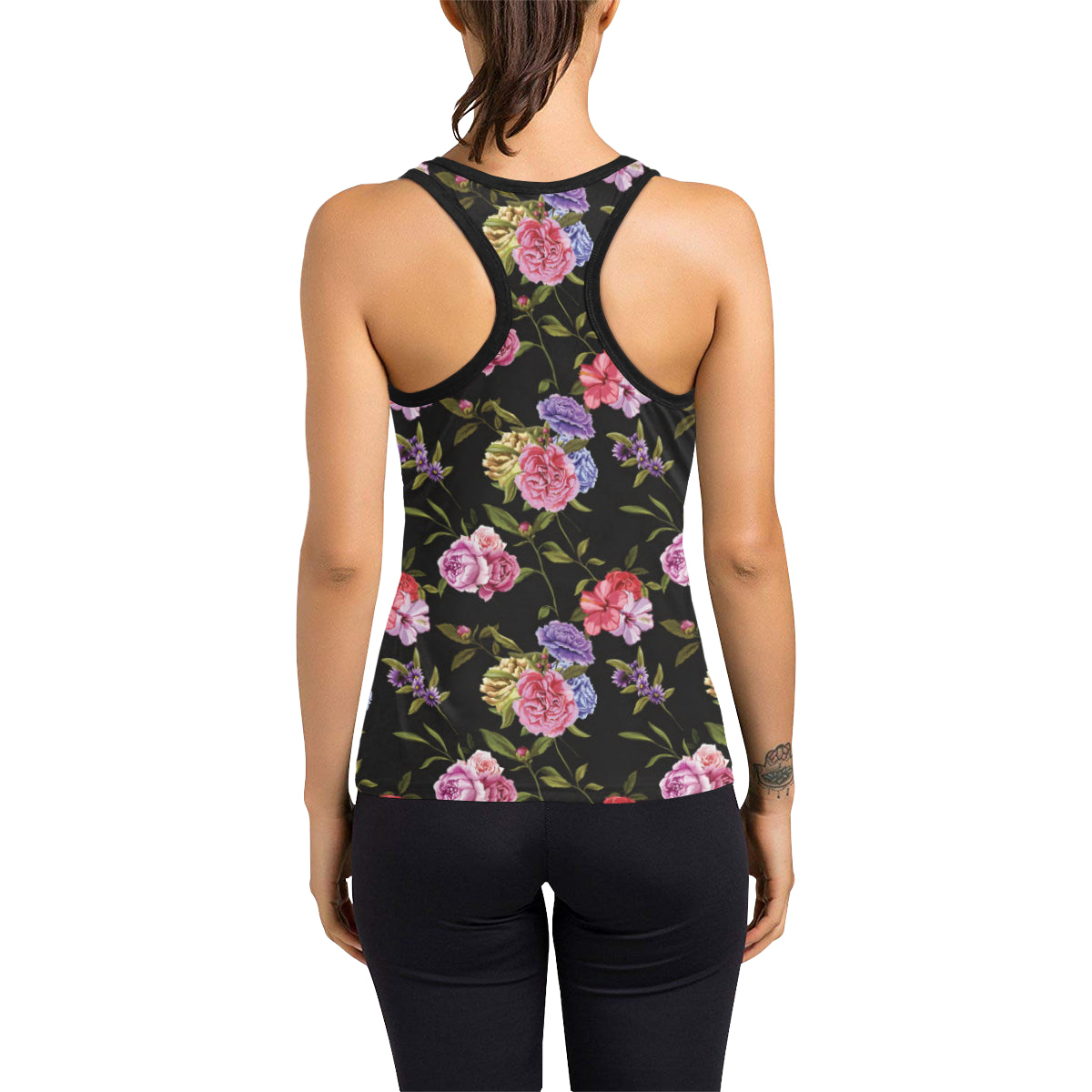 Carnations Pattern Print Design CN05 Women's Racerback Tank Top