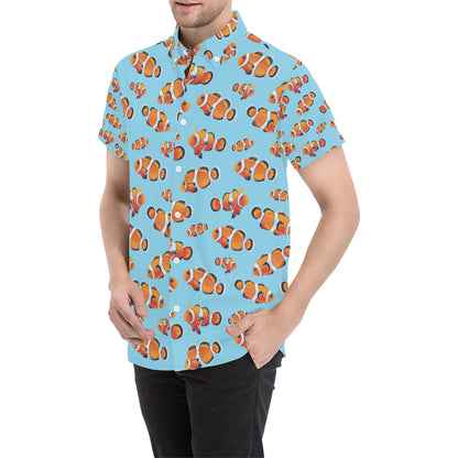 Clownfish Pattern Print Design 01 Men's Short Sleeve Button Up Shirt