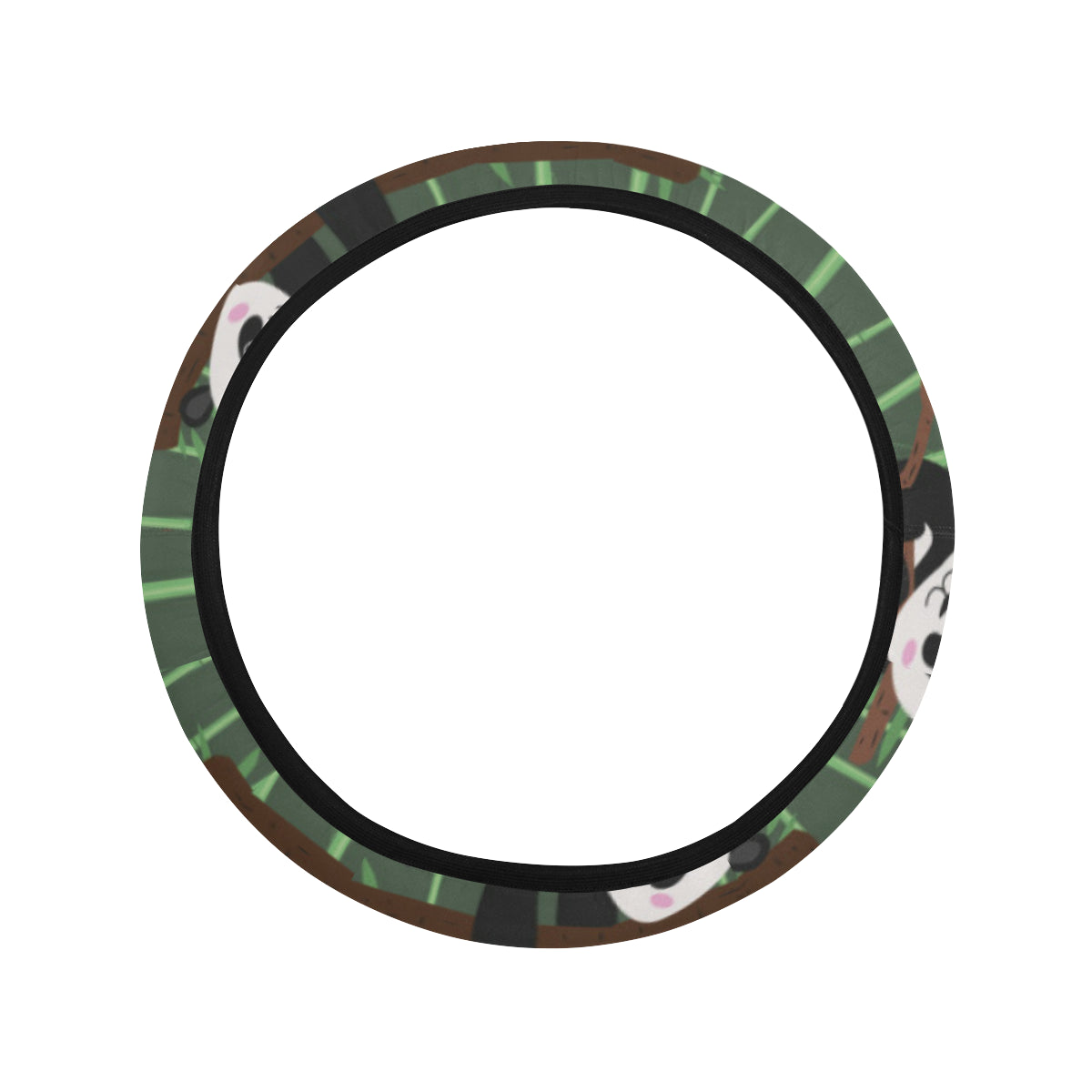 Panda Pattern Print Design A04 Steering Wheel Cover with Elastic Edge