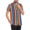 Mexican Blanket Stripe Print Pattern Men's Short Sleeve Button Up Shirt