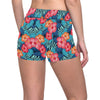 Red Hibiscus Pattern Print Design HB02 Yoga Shorts