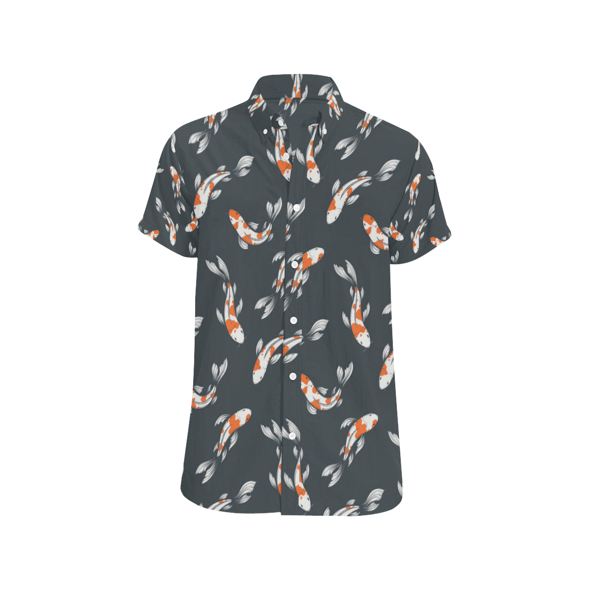 KOI Fish Pattern Print Design 04 Men's Short Sleeve Button Up Shirt