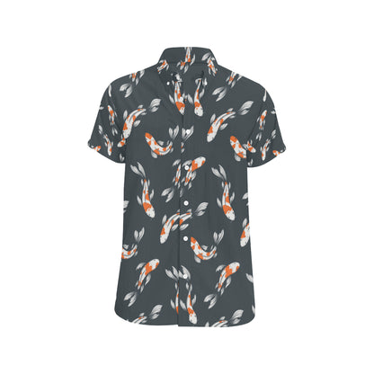 KOI Fish Pattern Print Design 04 Men's Short Sleeve Button Up Shirt