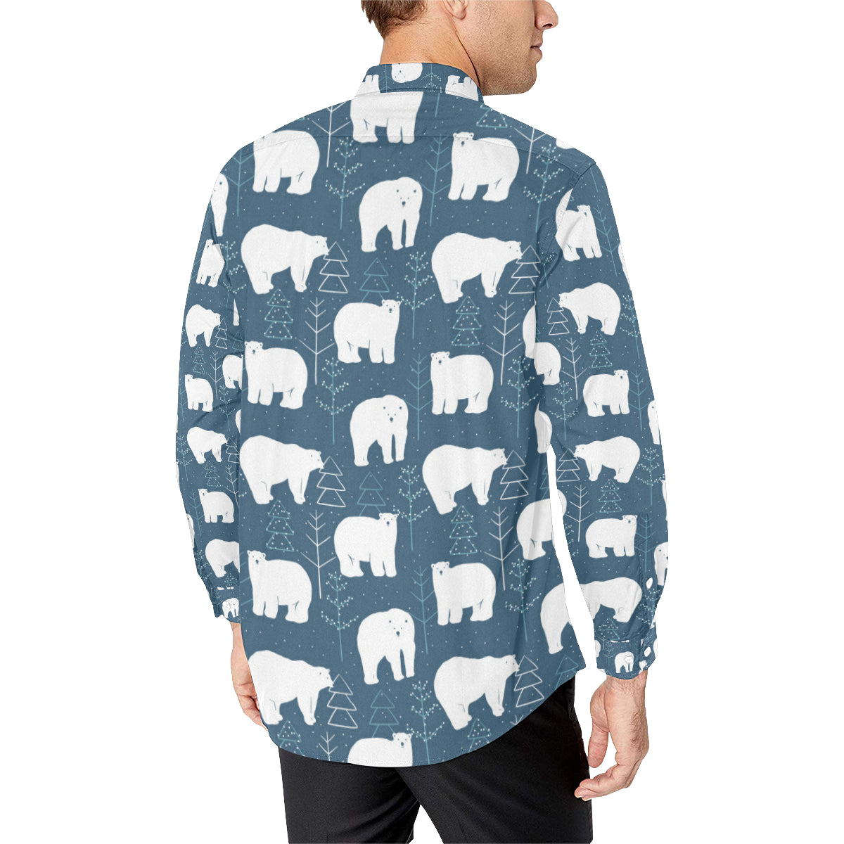 Polar Bear Pattern Print Design A01 Men's Long Sleeve Shirt